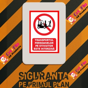 Indicator Transportul persoanelor pe stivuitor este interzisa, Sticker autocolant - Img 3