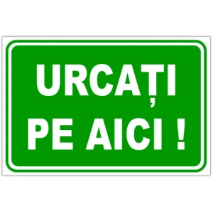 Indicator Urcati pe aici, Sticker autocolant