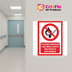 Indicator Utilizarea aparatelor care produc scantei fara protectie este interzisa, Sticker autocolant - Img 5