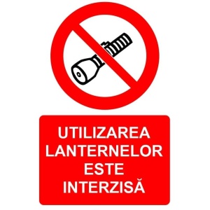 Indicator Utilizarea lanternelor este interzisa indicator de interzicere, Sticker autocolant