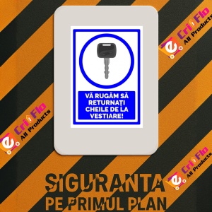 Indicator Va rugam sa returnati cheile de la vestiare, Sticker autocolant - Img 3