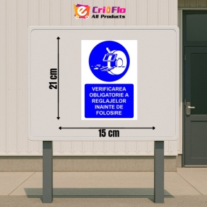 Indicator Verificarea obligatorie a reglajelor inainte de folosire indicator de obligativitate, Sticker autocolant - Img 2