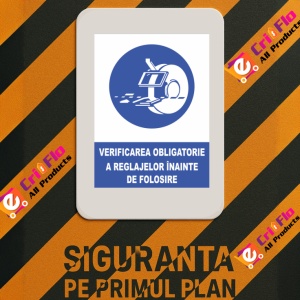 Indicator Verificarea obligatorie a reglajelor inainte de folosire, Sticker autocolant - Img 3