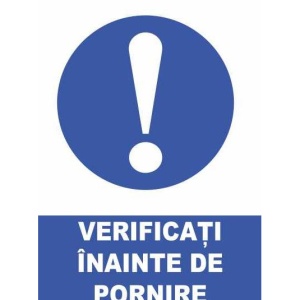Indicator Verificati inainte de pornire, Sticker autocolant