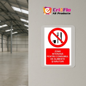 Indicator Zona interzisa pentru consumul de alimente si bauturi indicator de interzicere, Sticker autocolant - Img 4