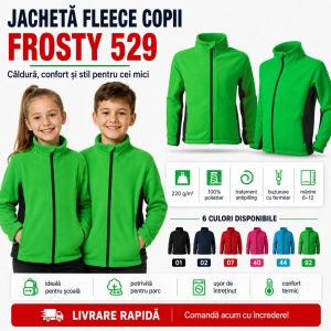 Jachetă Fleece Copii Tip Bluză Hanorac cu Fermoar, Călduroasă și Moale – Frosty 529 - Img 5