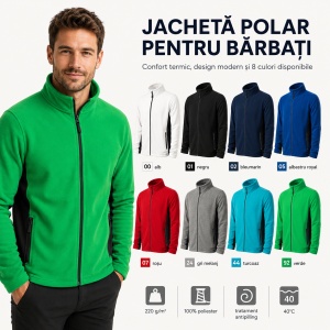 Jachetă Polar Fleece tip Bluză Hanorac Bărbați Călduroasă cu Fermoar Malfini Frosty 527 – 220 g/m²