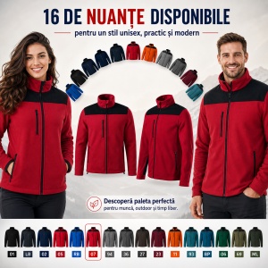 Jachetă Polar Fleece Unisex Damă Bărbat Călduroasă cu Buzunar la Piept și Fermoar – Malfini Rimeck Effect 530, 360 g/m² - Img 10