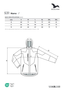 Tabel marimi dimensiuni jacheta softshell pentru barbati