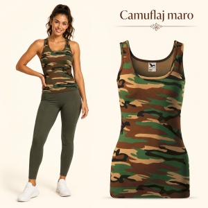 Maiou damă Malfini Camo Triumph C36, top camuflaj slim fit, 95% bumbac, XS–2XL, 3 nuanțe - Img 16