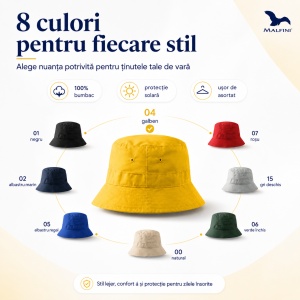 Pălărie Damă Malfini Classic pentru Protecție Solară, 100% Bumbac, 8 Culori, Mărime Unică - Img 6