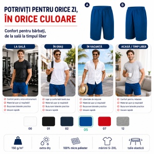 Pantaloni Scurți Bărbați Sport, Lejeri, Ușori și cu Uscare Rapidă – Miles 612 - Img 7