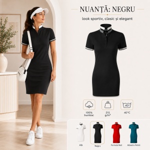 Rochie Polo Damă tip tricou, Malfini Premium 271 Dress Up, 100% Bumbac, Croială Cambrată, 215 g/m², Mărimi XS 2XL, 4 Culori - Img 12