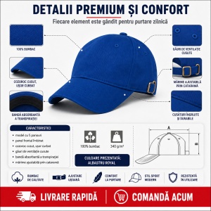 Șapcă Bărbați Sport din Bumbac, Reglabilă cu Cataramă și Cozoroc Curbat – 5P 307 - Img 9
