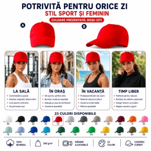 Șapcă Damă Sport din Bumbac, Reglabilă cu Cataramă și Cozoroc Curbat – 5P 307 - Img 6