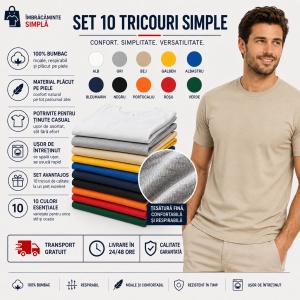 Set 10 tricouri bărbați Malfini, 100% bumbac, regular fit, guler rotund, mărimi S 3XL, 10 culori incluse TRANSPOT - Img 2