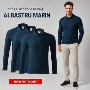 Set 3 bluze polo bărbat, cu guler tip Tommy, mânecă lungă, 11 nuanțe disponibile - Img 16