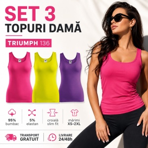 Set 3 bucati top pentru damă violet, galben, purpuriu - Img 7