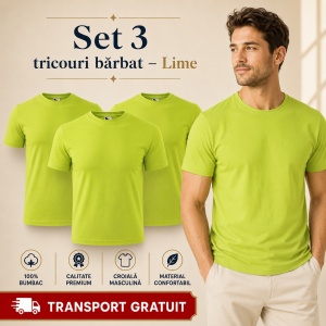 Set 3 Tricouri Bărbat în Aceeași Nuanță, 100% Bumbac, 145 g/m², Guler Rotund, 26 Culori, Mărimi S–3XL - Img 23
