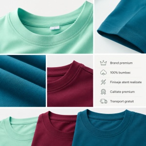 Set 3 Tricouri Bărbați 100% Bumbac Regular Fit – Albastru Petrol, Vișiniu, Verde Mentă | S-3XL - Img 4
