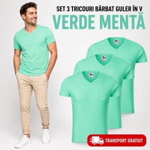 Set 3 Tricouri Bărbați cu Guler în V Malfini 146, Premium, 100% Bumbac, Slim Fit, Transport Gratuit - Img 10