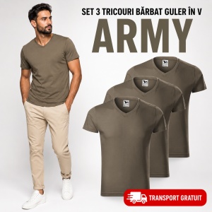 Set 3 Tricouri Bărbați cu Guler în V Malfini 146, Premium, 100% Bumbac, Slim Fit, Transport Gratuit - Img 20