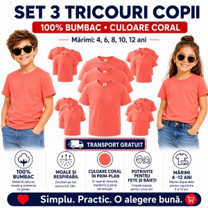 Set 3 tricouri copii din bumbac 100% – 33 nuanțe disponibile, fete și băieți Transport Gratuit - Img 8