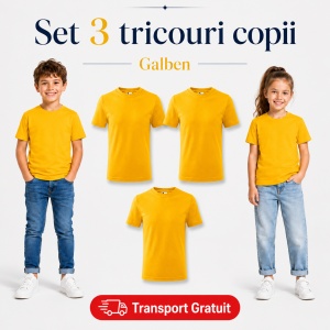 Set 3 tricouri copii din bumbac 100% – 33 nuanțe disponibile, fete și băieți Transport Gratuit - Img 19