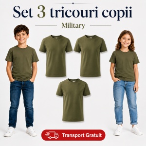 Set 3 tricouri copii din bumbac 100% – 33 nuanțe disponibile, fete și băieți Transport Gratuit - Img 29