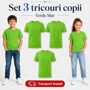 Set 3 tricouri copii din bumbac 100% – 33 nuanțe disponibile, fete și băieți Transport Gratuit - Img 39