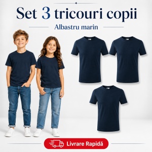 Set 3 Tricouri Copii din Bumbac 100% – Mânecă Scurtă, 35 Culori, Fete și Băieți - Img 11