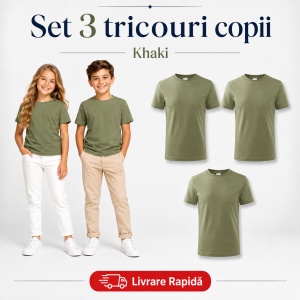 Set 3 Tricouri Copii din Bumbac 100% – Mânecă Scurtă, 35 Culori, Fete și Băieți - Img 21