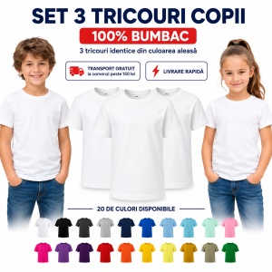 Set 3 tricouri copii din bumbac | 20 de culori - Img 12