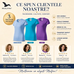 Set 3 Tricouri Damă 100% Bumbac – Casual Clasic, Albastru Deschis, Turcoaz și Violet | Transport Gratuit - Img 6