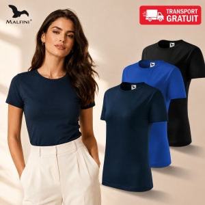 Set 3 Tricouri Damă 100% Bumbac – Casual Clasic, Albastru Marin, Albastru Regal și Negru | Transport Gratuit