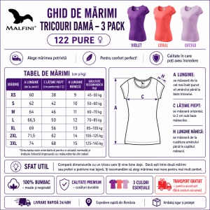Set 3 Tricouri Damă 100% Bumbac – Elegant Casual cu Decolteu, Violet, Coral și Orchid | Model 122 | Transport Gratuit - Img 3