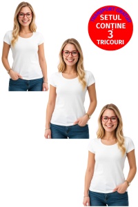 Set 3 tricouri Dama Bumbac Simplu Casual Elegant lejer, tricou decoltat femeie, Dama - Img 1