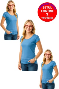 Set 3 tricouri Dama Bumbac Simplu Casual Elegant lejer, tricou decoltat femeie, Dama - Img 11