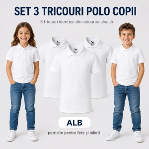 Set 3 Tricouri Polo Copii Pique cu guler - Img 15