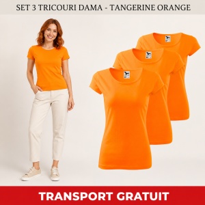 Set 3 tricouri simple dama bumbac 100%, Elegant casual cu decolteu femei, 122 - Img 8