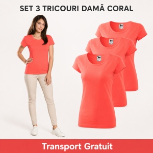 Set 3 tricouri simple dama bumbac 100%, Elegant casual cu decolteu femei, 122 - Img 18