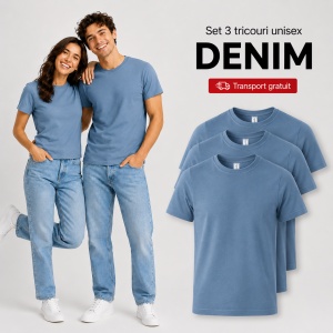 Set 3 tricouri unisex damă și bărbat, 100% bumbac, aceeași culoare, 22 nuanțe disponibile - Img 19