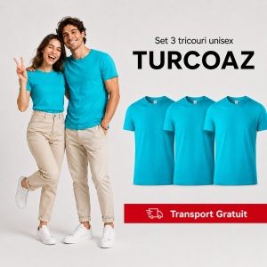 Set 3 tricouri unisex damă și bărbat, 100% bumbac, aceeași culoare, 22 nuanțe disponibile - Img 29