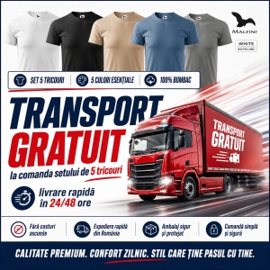 Set 5 Tricouri Bărbați 100% Bumbac – Alb, Negru, Nisip, Denim și Gri | S-3XL - Img 4