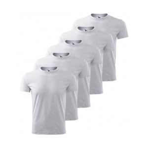 Set 5 tricouri clasice gri deschis, barbatesti din bumbac 100%, clasice pentru barbati 132 - Img 6