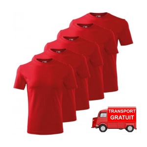 Set 5 tricouri clasice Rosu, barbatesti din bumbac 100%, clasice pentru barbati 132