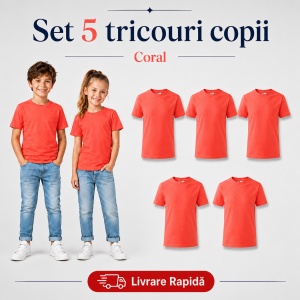 Set 5 tricouri copii din bumbac 100% – fete și băieți, 33 nuanțe disponibile - Img 16