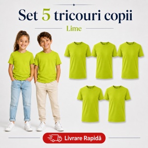 Set 5 tricouri copii din bumbac 100% – fete și băieți, 33 nuanțe disponibile - Img 26
