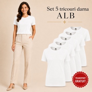 Set 5 tricouri damă simple casual | din bumbac 100%, slim fit XS - 2XL - Img 12