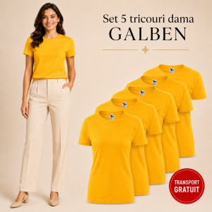 Set 5 tricouri damă simple casual | din bumbac 100%, slim fit XS - 2XL - Img 22